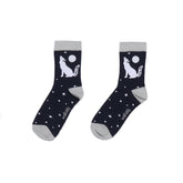 2 paires de chaussettes en coton biologique à motif loup et étoile - durables, confortables et respectueuses de la peau